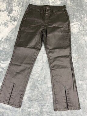 Boston Proper Womens Black Straight-Leg Side Slit Pants Size 8